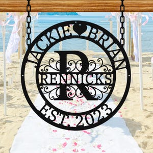 Custom Monogram Metal Sign - Personalized Family Name Plaque, Custom Wedding & Anniversary Gift, Outdoor Porch Decor (8-36 Inch)