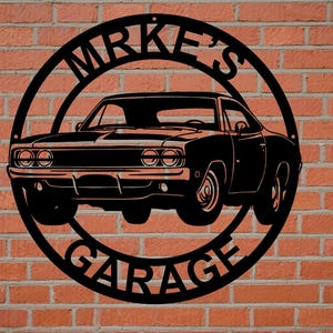 Custom Name Garage Sign,Personalized Metal Garage Signs,Garage Hanging Sign,Racing Driver Gifts,Wall Art For Dad,Steel Garage Entrance Decor