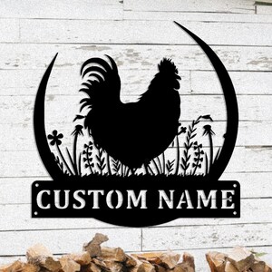Op maat gemaakt metalen monogrambord kippenhok | Gepersonaliseerde boerderij kip bord | Bruiloft, housewarmingcadeau | Rustiek decor | Naamplaatje schuur