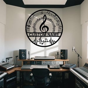 Custom Music Notes Metal Wall Art, Personalized Studio Decor