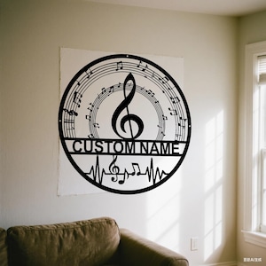 Gift for Music Lover,Personalized Music Studio Metal Wall Art,Customized Musicians Gift,Music Lover Gift,Music Notes Gift,Music Room Decor