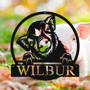 Custom Pig Metal Sign | Personalized Pig Wall Art | Farmhouse Pig Decor | Gift for Farmer | Rustic Indoor/Outdoor Wall Decor