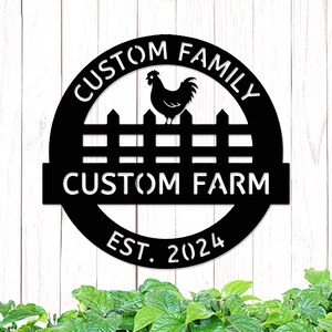 Op maat gemaakt metalen monogrambord kippenhok | Gepersonaliseerde boerderij kip bord | Bruiloft, housewarmingcadeau | Rustiek decor | Naamplaatje schuur