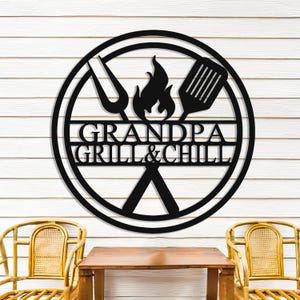 BBQ Grill Metal Sign, Grill Schild Decor, Grillschild Metal Sign, Grill Chill Decor, Father&#39;s BBQ, Smoker and Grilling Gift, Gifts for Him