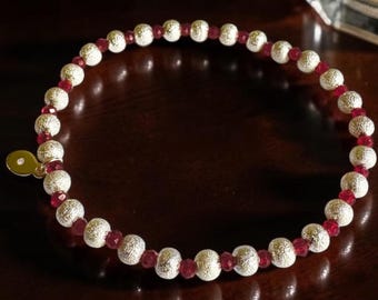 Alex and Ani - Holiday Swarovski Red Crystals and Silver Stretch bracelet