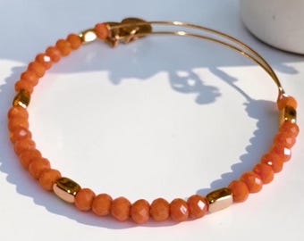 Alex and Ani - Bright Orange Faceted Crystal Beads with Rose Gold Finish