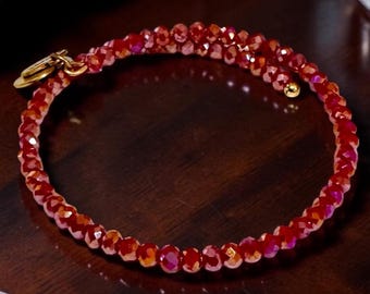 Alex and Ani - Red AB Swarovski Crystal Vintage 66 Beaded Bangle Bracelet