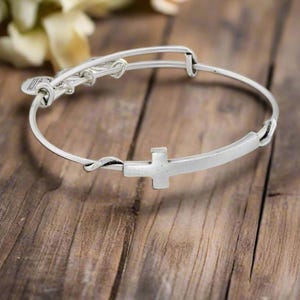 Alex and Ani Sideways Cross Bangle Bracelet: Rafaelian Silver/Gold Finish