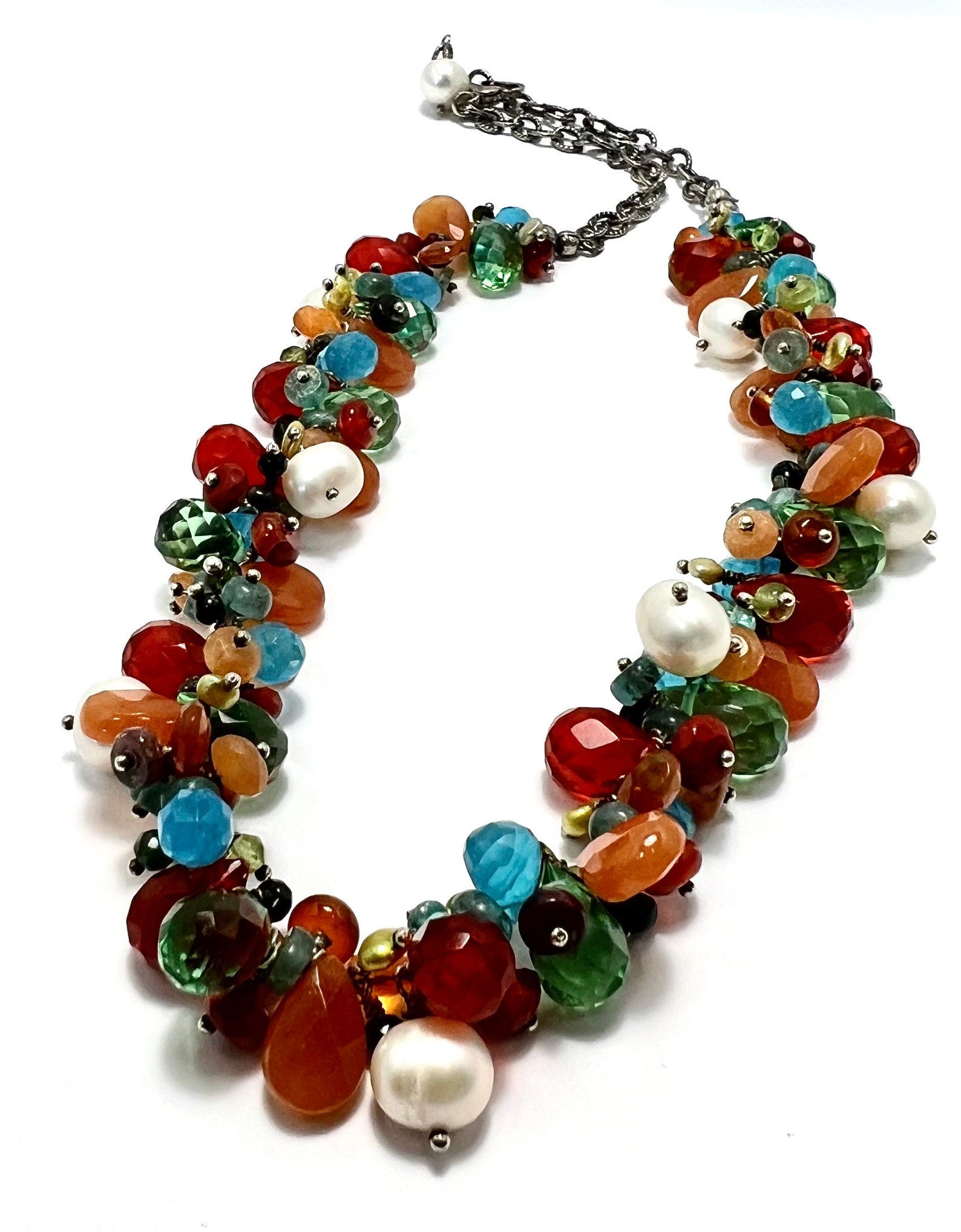 Confetti Necklace A Mix of Semi Precious Gemstones Cultured Etsy