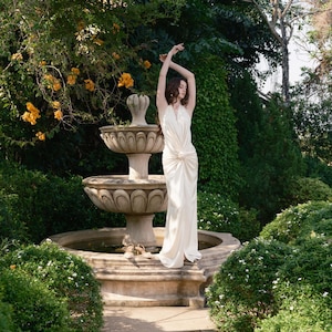 Silk White Dress Halter Backless Gown | Wedding Guest Dress | Summer Maxi Dress for Women | Elegant Bridesmaid Dress