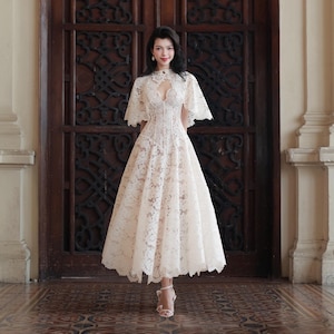 white lace bridal shower dress ZAPAKA Women 2-Piece Boho Maxi Mermaid Flutter Sleeves Off the Shoulder Dress, White / custom Whether you are dressing it for a wedding party long sleeve white bridal shower
