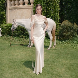 Silk wedding dress white silk ivory dress midi dress silk maxi dress long silk dress simple wedding dress unique gift for her
