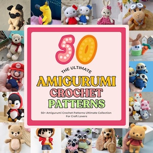 50+ Cartoon Crochet PATTERN Set Amigurumi Bundle Movie Princess Fairytale Superhero Doll Studio Animation TV Characters Beginner Plush Pdf