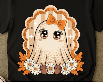 Retro Ghost Halloween Design: Floral Ghost PNG SVG (Digital Download)