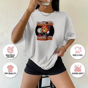 Camiseta retro de dibujos animados con aspecto de Hombre Ardiente, ropa urbana genial, estilo cómic, divertida camiseta gráfica unisex, estética de los 90, sudadera con capucha