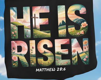 He Is Risen Matthew 28:6 PNG Easter Christian Shirt Design (300 DPI Digital Download)