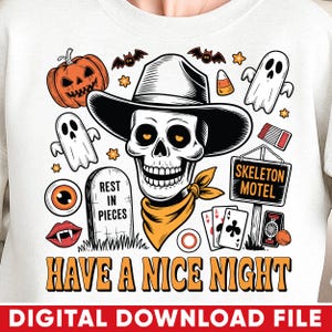 Vintage Skeleton Cowboy Clipart: Spooky Western Halloween PNG SVG (Digital Download)
