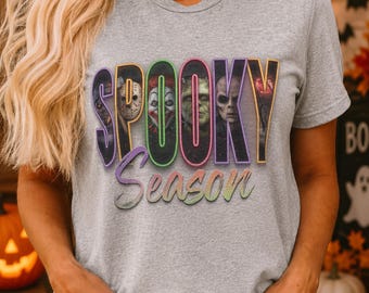 Spooky Season Horror Characters PNG, Halloween Horror Movie Shirt Design, Digital Download