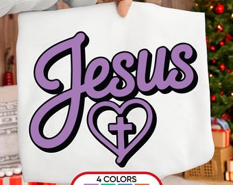 Jesus Heart Cross SVG: Christian Faith Apparel Design (Digital Download)