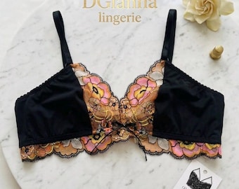 Butterfly underwired custom bra, Italian artisan lingerie, light and elegant second skin bra by DGlanna lingerie