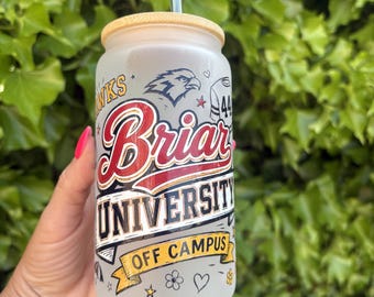 Vaso de vidrio Libbey de 16 oz de la Universidad Briar (fuera del campus)
