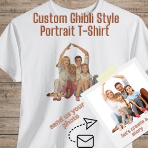 Custom Ghibli Style T-Shirt from Your Photo  Personalized Anime Tee for People or Pets | Unique Gift for Couples, Families, or Friends