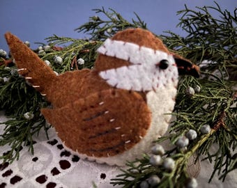 Carolina Wren Felt Ornament