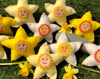 Set of 3 Daffodil Felt Ornaments