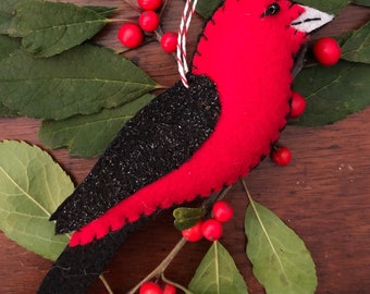 Scarlet Tanager Felt Bird Ornament