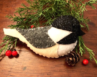 Black Capped Chickadee Felt Ornament