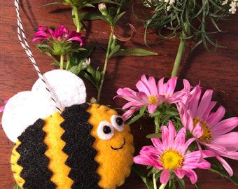 Cheerful Little Bee Felt Ornament