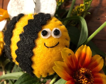 Cheerful Little Bee Felt Ornament