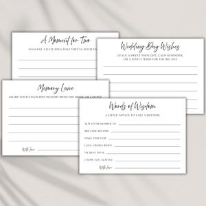 Paquete de tarjetas minimalistas con consejos para bodas / Diseño elegante / Juegos para despedidas de soltera, despedidas de soltera, compromisos y recepciones / Plantillas editables de Canva