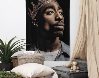 Tupac 2Pac Shakur Rapper Printed Polyester Flag Banner Tapestry Wall Art Hanging Room Decor