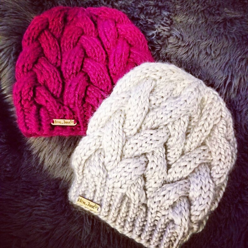 Braided Cable Knit Hat Etsy