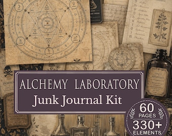 Alchemy Lab Printable Junk Journal Kit | Occult Symbols, Grimoire Pages, Potion Labels, Diagrams