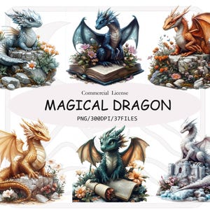 Fantasy Dragon Clipart Bundle: DnD Inspired PNG (4096x4096)