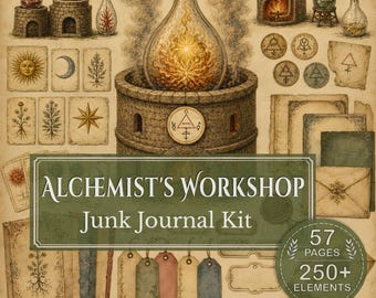 Alchemist’s Workshop Junk Journal Kit: Historical Alchemy Printable Ephemera