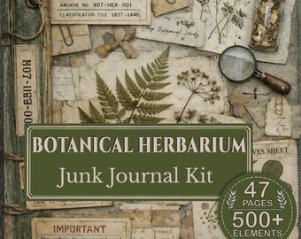 Printable Botanical Herbarium Junk Journal Kit | Victorian Plant Specimen Labels