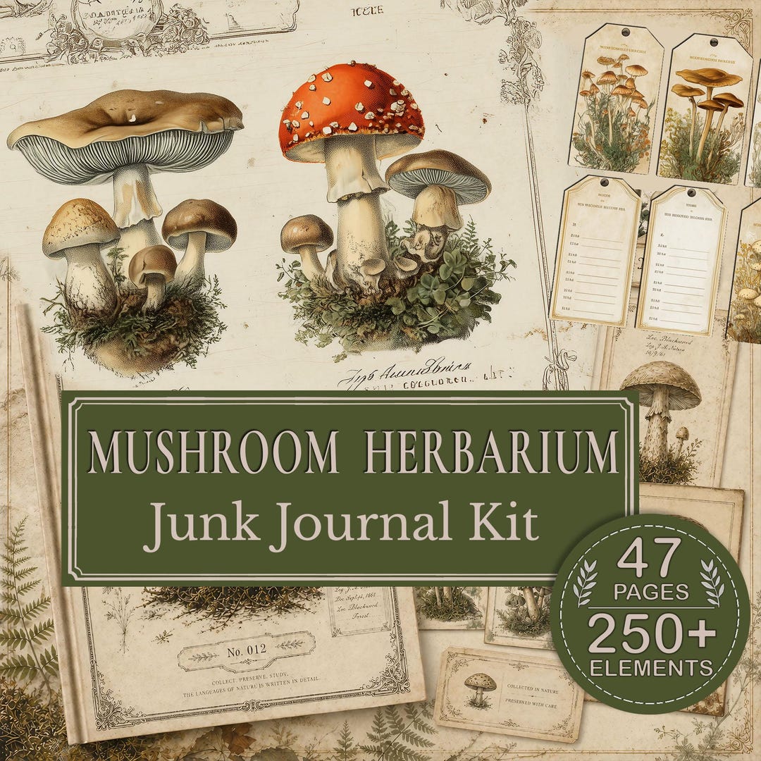 Mushroom Cottagecore Junk Journal Kit | Forest Woodland Botanical ...