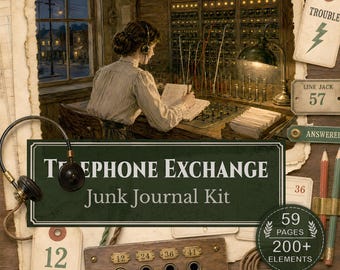 Vintage Telephone Exchange Junk Journal Kit, 1914 Small-Town Operator Ephemera