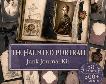 Gothic Junk Journal Kit: The Haunted Portrait, Victorian Mourning Printable Ephemera