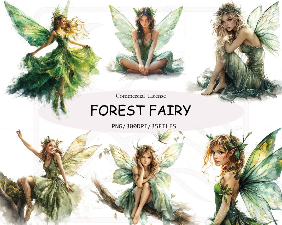 Watercolor Forest Fairy Clipart: 35 PNG Images (commercial Use) - Etsy