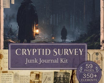 Cryptid Junk Journal Kit, Cryptozoology Field Archive, Paranormal Investigation Printable, Vintage Expedition Ephemera