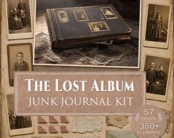 The Lost Album Junk Journal Kit, Vintage Photo Ephemera, Family Keepsake Printables (Digital Download)