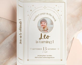 Editable Book Cover Birthday Invitation with Photo