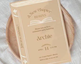 Book Theme Retirement Party Invitation for a New Chapter