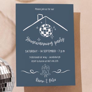 Invitation de pendaison de crémaillère, modèle de carte modifiable pour fête d'emménagement, faire-part de nouvelle maison.