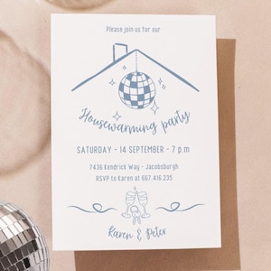 Invitation de pendaison de crémaillère, modèle de carte à personnaliser pour fêter un emménagement dans sa nouvelle maison et appartement.
