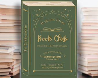 Book Club Invitation with Book Cover Design.